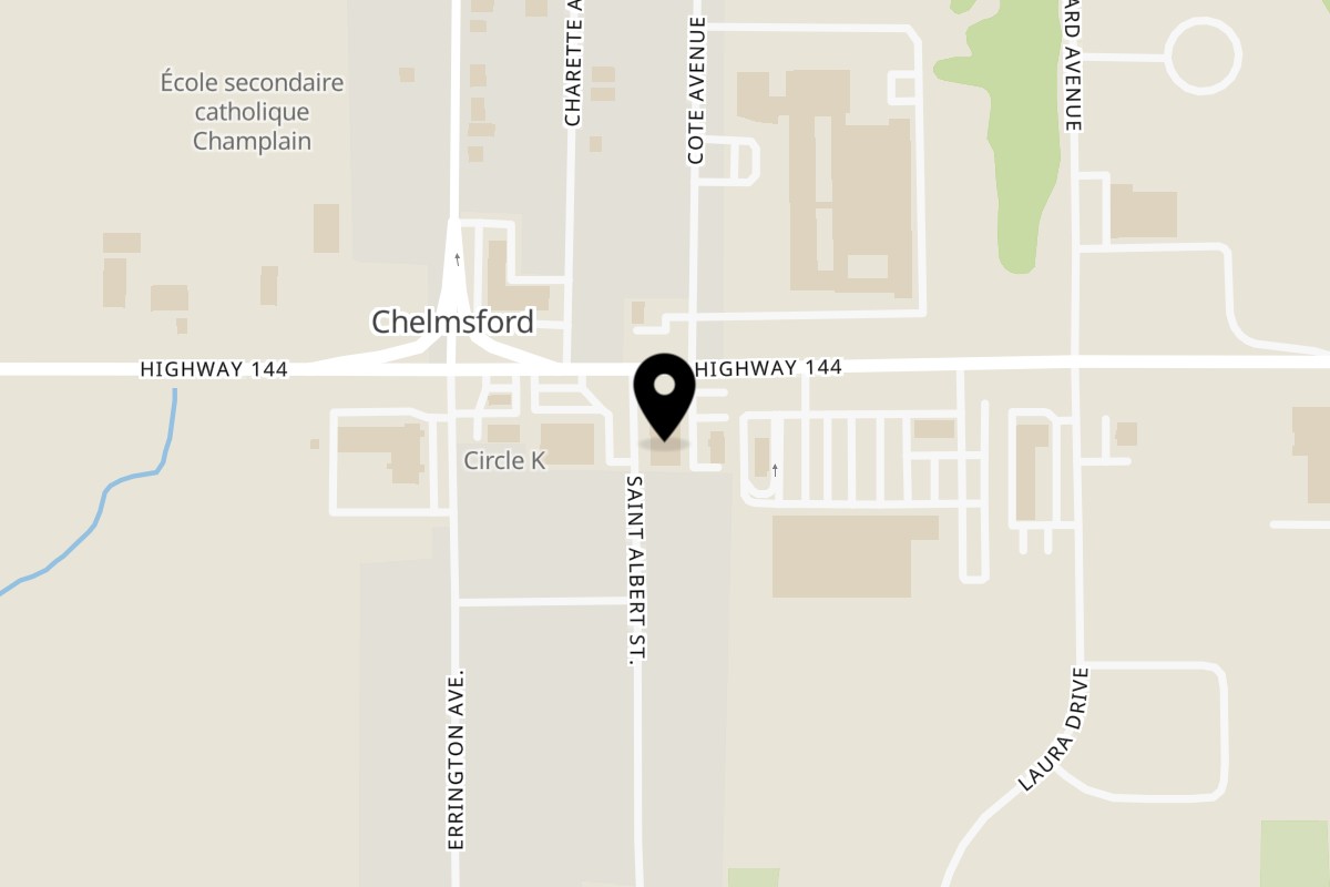 Map showing the location of Pizza Hut Chelmsford on 3555 Ontario 144 in Greater Sudbury