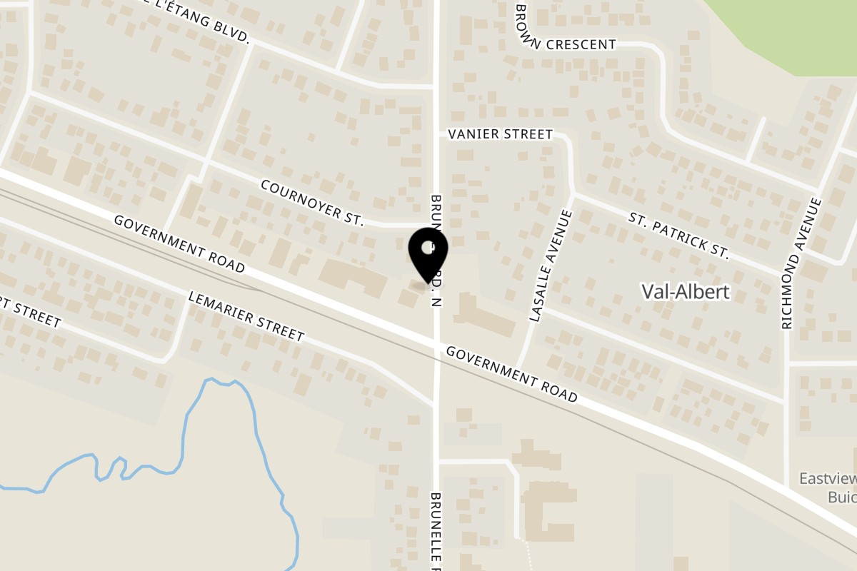 Map showing the location of Pizza Hut Kapuskasing on 2 Brunelle Road North in Kapuskasing